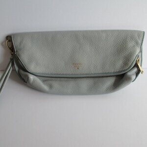 Fossil Bluish Gray Foldover Pouch Clutch Bag with Wristlet ZB6433 Vintage